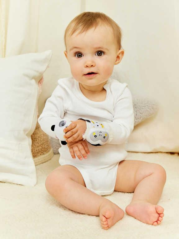 GaGaGu Chrastítko baby na ruku set 2ks opice + panda pro miminko PLYŠ