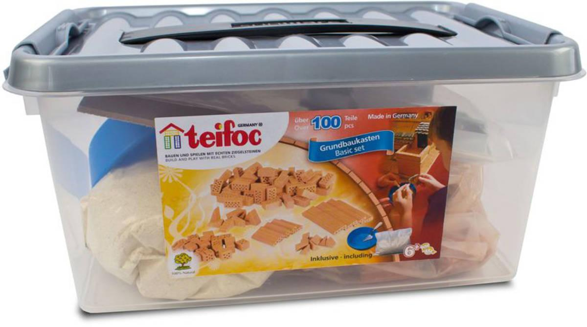 TEIFOC Startovací set 100 dílků pálené cihličky s maltou v boxu 1000 STAVEBNICE