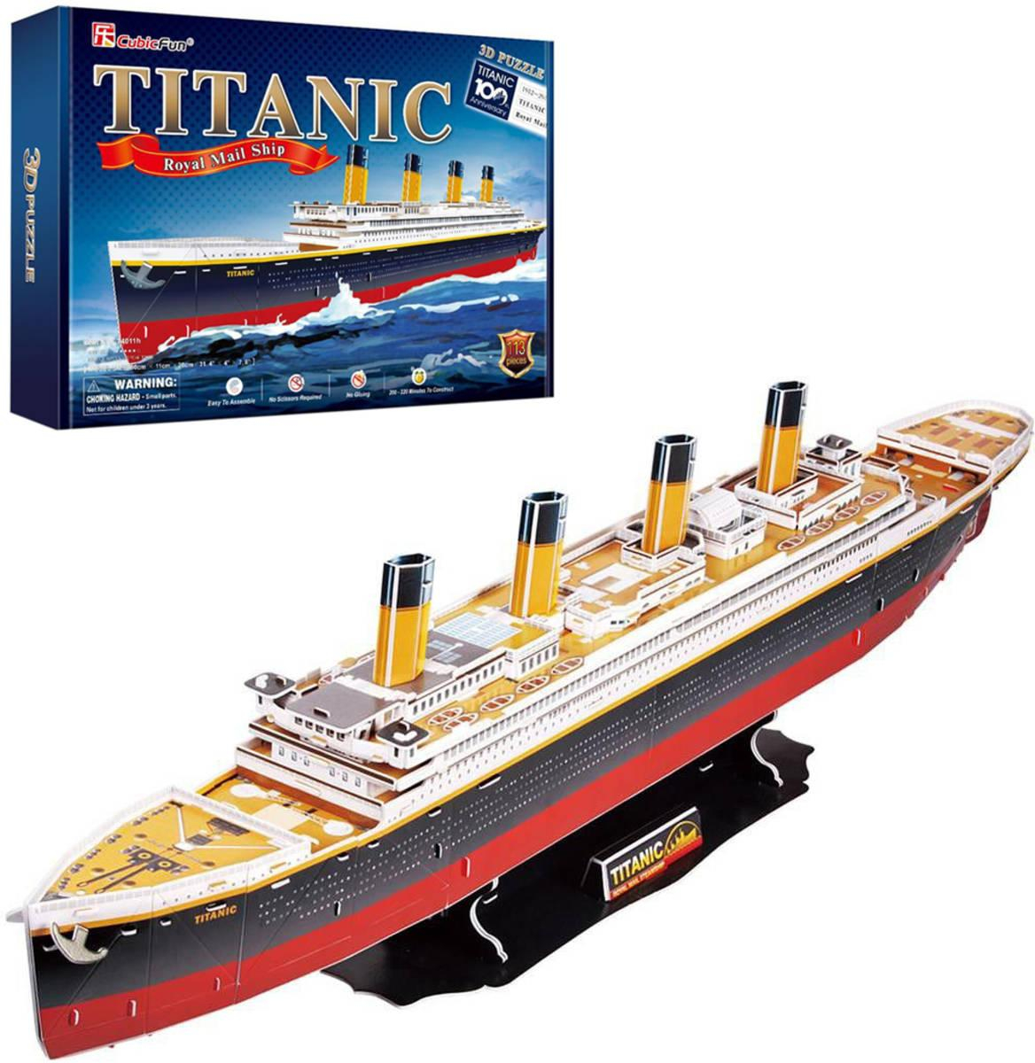 CubicFun Puzzle zaoceánský parník Titanic 3D skládačka 113 dílků v krabici