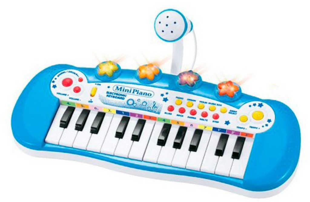 Mini piáno 30cm dětský keyboard 24 kláves na baterie Světlo Zvuk